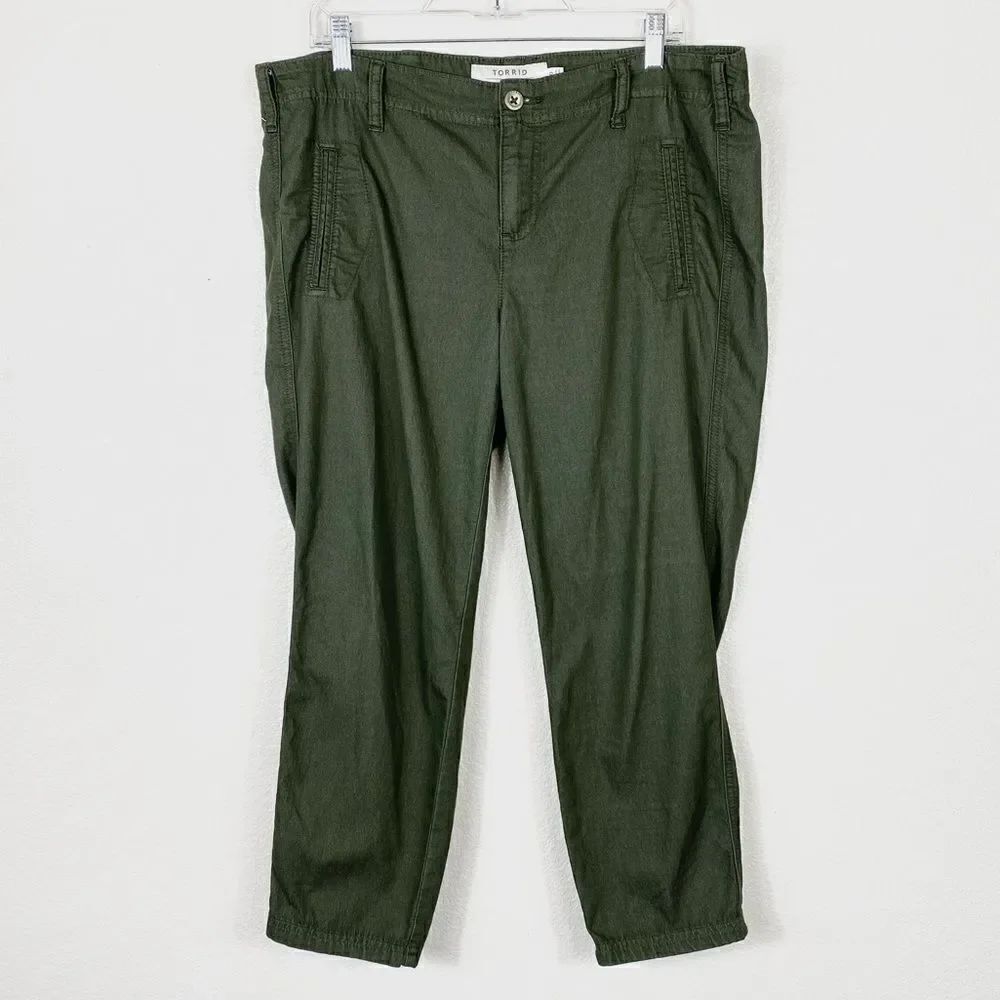 Torrid Army Green Twill Cropped Utility Pants
